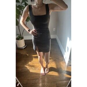 Forever 21 square neck black with gold sparkle mini leg slit